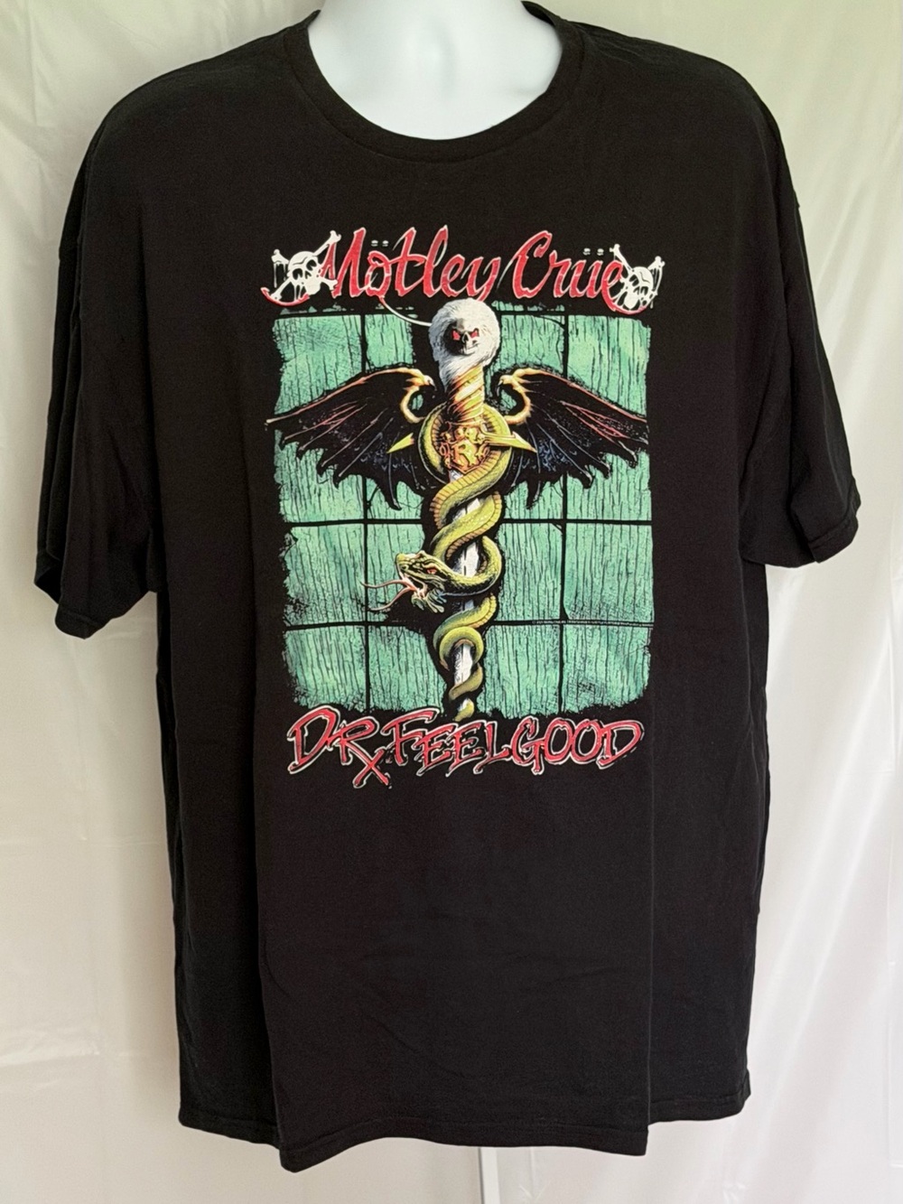 Motley Crue Dr Feelgood Band Tee 2XL Black Heavy Cotton Rock Shirt